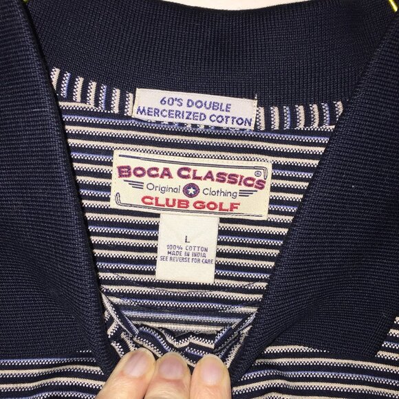 NWT Polo Golf Shirt Navy Striped Large - Picture 4 of 5